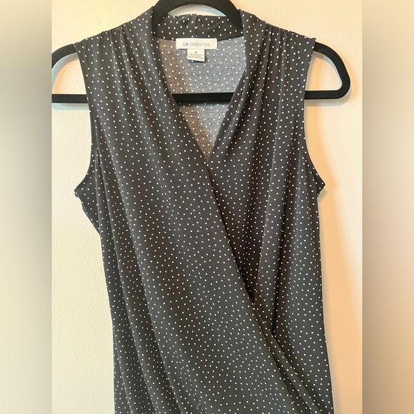 Liz Claiborne Wrap Front V Neck Polka Dot Blouse - Picture 4 of 6